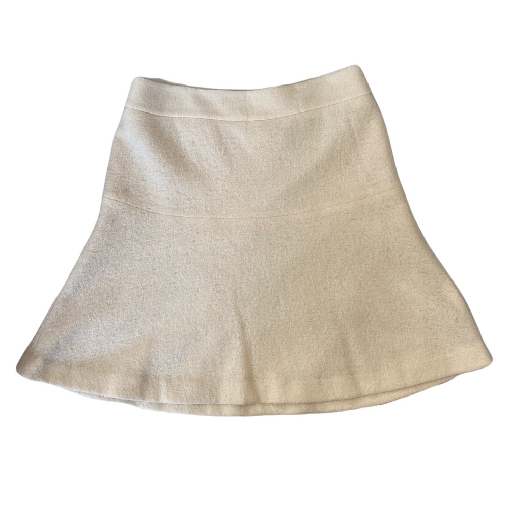 White Ann Taylor Wool Blend Flared A-Line Skirt, Size 4 PETITE
